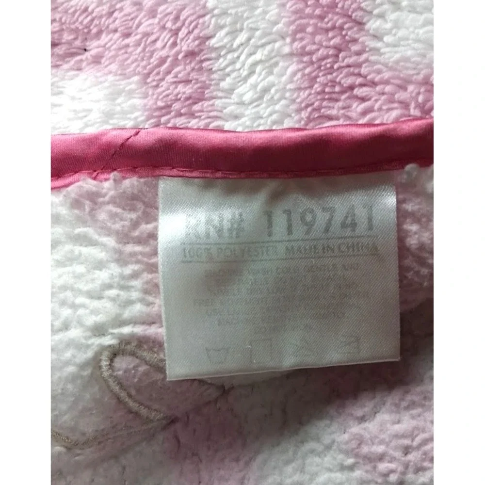 SL Home Fashions Pink Monkey Chevron Baby Blanket Zig Zag RN: 119741 Satin Trim